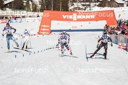 27.01.2018, Seefeld, Austria (AUT): Sophie Caldwell (USA), Maiken Caspersen Falla (NOR), Laurien Van Der Graaff (SUI), (l-r)  - FIS world cup cross-country, individual sprint, Seefeld (AUT). www.nordicfocus.com. © Modica/NordicFocus. Every downloaded picture is fee-liable.