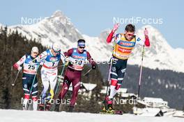 27.01.2018, Seefeld, Austria (AUT): Paal Troean Aune (NOR), Calle Halfvarsson (SWE), Andrey Krasnov (RUS), Johannes Hoesflot Klaebo (NOR), (l-r)  - FIS world cup cross-country, individual sprint, Seefeld (AUT). www.nordicfocus.com. © Modica/NordicFocus. Every downloaded picture is fee-liable.