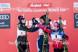 27.01.2018, Seefeld, Austria (AUT): Laurien Van Der Graaff (SUI), Sophie Caldwell (USA), Maiken Caspersen Falla (NOR), (l-r)  - FIS world cup cross-country, individual sprint, Seefeld (AUT). www.nordicfocus.com. © Modica/NordicFocus. Every downloaded picture is fee-liable.