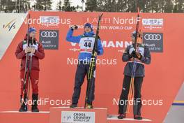04.03.2018, Lahti, Finland (FIN): Alexander Bolshunov (RUS), Alexey Poltoranin (KAZ), Iivo Niskanen (FIN), (l-r) - FIS world cup cross-country, 15km men, Lahti (FIN). www.nordicfocus.com. © Thibaut/NordicFocus. Every downloaded picture is fee-liable.