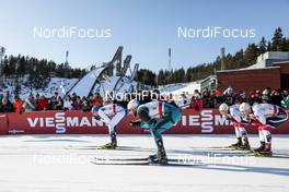 03.03.2018, Lahti, Finland (FIN): Ristomatti Hakola (FIN), Baptiste Gros (FRA), Finn Haagen Krogh (NOR), Sindre Bjoernestad Skar (0), (l-r)  - FIS world cup cross-country, individual sprint, Lahti (FIN). www.nordicfocus.com. © Modica/NordicFocus. Every downloaded picture is fee-liable.