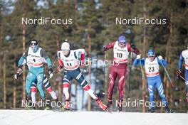 03.03.2018, Lahti, Finland (FIN): Lucas Chanavat (FRA), Eirik Brandsdal (NOR), Alexander Bolshunov (RUS), Maicol Rastelli (ITA), (l-r)  - FIS world cup cross-country, individual sprint, Lahti (FIN). www.nordicfocus.com. © Modica/NordicFocus. Every downloaded picture is fee-liable.