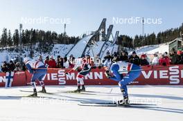 03.03.2018, Lahti, Finland (FIN): Andrew Young (GBR), Emil Iversen (NOR), Maicol Rastelli (ITA), (l-r)  - FIS world cup cross-country, individual sprint, Lahti (FIN). www.nordicfocus.com. © Modica/NordicFocus. Every downloaded picture is fee-liable.