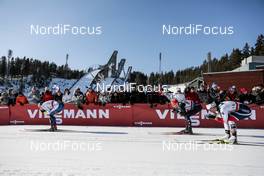 03.03.2018, Lahti, Finland (FIN): Hanna Falk (SWE), Nadine Faehndrich (SUI), Marit Bjoergen (NOR), (l-r)  - FIS world cup cross-country, individual sprint, Lahti (FIN). www.nordicfocus.com. © Modica/NordicFocus. Every downloaded picture is fee-liable.
