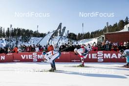 03.03.2018, Lahti, Finland (FIN): Anssi Pentsinen (FIN), Gjoeran Tefre (NOR), (l-r)  - FIS world cup cross-country, individual sprint, Lahti (FIN). www.nordicfocus.com. © Modica/NordicFocus. Every downloaded picture is fee-liable.