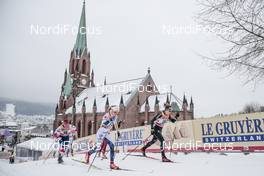 07.03.2018, Drammen, Norway (NOR): Lotta Udnes Weng (NOR), Stina Nilsson (SWE), Laurien Van Der Graaff (SUI), (l-r)  - FIS world cup cross-country, individual sprint, Drammen (NOR). www.nordicfocus.com. © Modica/NordicFocus. Every downloaded picture is fee-liable.