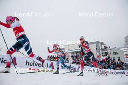 07.03.2018, Drammen, Norway (NOR): Maiken Caspersen Falla (NOR), Jessica Diggins (USA), Ingvild Flugstad Oestberg (NOR), Thea Krokan Murud (NOR), (l-r)  - FIS world cup cross-country, individual sprint, Drammen (NOR). www.nordicfocus.com. © Modica/NordicFocus. Every downloaded picture is fee-liable.
