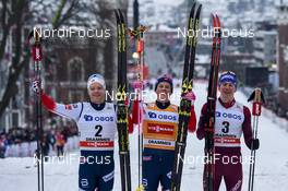 07.03.2018, Drammen, Norway (NOR): Eirik Brandsdal (NOR), Johannes Hoesflot Klaebo (NOR), Alexander Bolshunov (RUS) - FIS world cup cross-country, individual sprint, Drammen (NOR). www.nordicfocus.com. © Thibaut/NordicFocus. Every downloaded picture is fee-liable.
