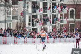 07.03.2018, Drammen, Norway (NOR): Johannes Hoesflot Klaebo (NOR), Alexander Bolshunov (RUS), (l-r)  - FIS world cup cross-country, individual sprint, Drammen (NOR). www.nordicfocus.com. © Modica/NordicFocus. Every downloaded picture is fee-liable.