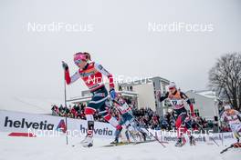 07.03.2018, Drammen, Norway (NOR): Maiken Caspersen Falla (NOR), Jessica Diggins (USA), Ingvild Flugstad Oestberg (NOR), Anna Dyvik (SWE), (l-r)  - FIS world cup cross-country, individual sprint, Drammen (NOR). www.nordicfocus.com. © Modica/NordicFocus. Every downloaded picture is fee-liable.