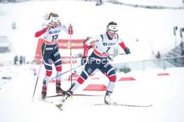 11.03.2018, Oslo, Norway (NOR): Marit Bjoergen (NOR), Astrid Uhrenholdt Jacobsen (NOR), (l-r)  - FIS world cup cross-country, mass women, Oslo (NOR). www.nordicfocus.com. © Modica/NordicFocus. Every downloaded picture is fee-liable.
