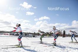 16.03.2018, Falun Sweden (SWE): Anna Dyvik (SWE), Marit Bjoergen (NOR), Victoria Carl (GER), Silje Oeyre Slind (NOR), (l-r)  - FIS world cup cross-country, individual sprint, Falun (SWE). www.nordicfocus.com. © Modica/NordicFocus. Every downloaded picture is fee-liable.