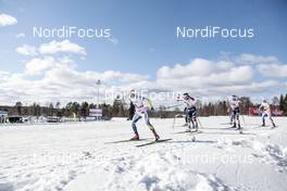 16.03.2018, Falun Sweden (SWE): Anna Dyvik (SWE), Marit Bjoergen (NOR), Silje Oeyre Slind (NOR), (l-r)  - FIS world cup cross-country, individual sprint, Falun (SWE). www.nordicfocus.com. © Modica/NordicFocus. Every downloaded picture is fee-liable.