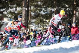 16.03.2018, Falun Sweden (SWE): Dominik Baldauf (AUT), Johannes Hoesflot Klaebo (NOR), (l-r)  - FIS world cup cross-country, individual sprint, Falun (SWE). www.nordicfocus.com. © Modica/NordicFocus. Every downloaded picture is fee-liable.