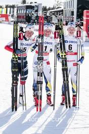 16.03.2018, Falun Sweden (SWE): Marit Bjoergen (NOR), Hanna Falk (SWE), Jonna Sundling (SWE), (l-r)  - FIS world cup cross-country, individual sprint, Falun (SWE). www.nordicfocus.com. © Modica/NordicFocus. Every downloaded picture is fee-liable.