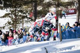 16.03.2018, Falun Sweden (SWE): Marit Bjoergen (NOR), Kathrine Rolsted Harsem (NOR), (l-r)  - FIS world cup cross-country, individual sprint, Falun (SWE). www.nordicfocus.com. © Modica/NordicFocus. Every downloaded picture is fee-liable.