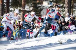 16.03.2018, Falun Sweden (SWE): Ida Ingemarsdotter (SWE), Tiril Udnes Weng (NOR), Jessica Diggins (USA), (l-r)  - FIS world cup cross-country, individual sprint, Falun (SWE). www.nordicfocus.com. © Modica/NordicFocus. Every downloaded picture is fee-liable.