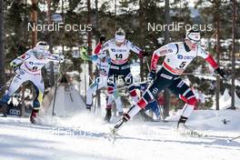 16.03.2018, Falun Sweden (SWE): Marit Bjoergen (NOR), Jonna Sundling (SWE), Kathrine Rolsted Harsem (NOR), (l-r)  - FIS world cup cross-country, individual sprint, Falun (SWE). www.nordicfocus.com. © Modica/NordicFocus. Every downloaded picture is fee-liable.