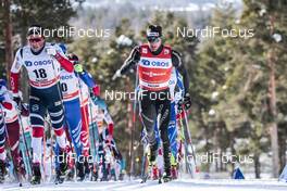 17.03.2018, Falun Sweden (SWE): Emil Iversen (NOR), Dario Cologna (SUI), (l-r)  - FIS world cup cross-country, mass men, Falun (SWE). www.nordicfocus.com. © Modica/NordicFocus. Every downloaded picture is fee-liable.