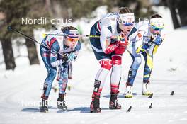 17.03.2018, Falun Sweden (SWE): Astrid Uhrenholdt Jacobsen (NOR), Jessica Diggins (USA), (l-r)  - FIS world cup cross-country, mass women, Falun (SWE). www.nordicfocus.com. © Modica/NordicFocus. Every downloaded picture is fee-liable.
