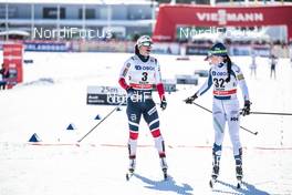 17.03.2018, Falun Sweden (SWE): Marit Bjoergen (NOR), Krista Parmakoski (FIN), (l-r)  - FIS world cup cross-country, mass women, Falun (SWE). www.nordicfocus.com. © Modica/NordicFocus. Every downloaded picture is fee-liable.