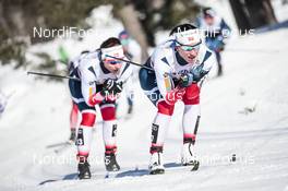 17.03.2018, Falun Sweden (SWE): Tiril Udnes Weng (NOR), Marit Bjoergen (NOR), (l-r)  - FIS world cup cross-country, mass women, Falun (SWE). www.nordicfocus.com. © Modica/NordicFocus. Every downloaded picture is fee-liable.