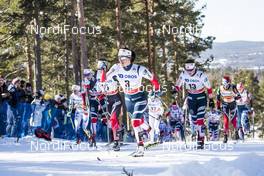 17.03.2018, Falun Sweden (SWE): Marit Bjoergen (NOR), Tiril Udnes Weng (NOR), (l-r)  - FIS world cup cross-country, mass women, Falun (SWE). www.nordicfocus.com. © Modica/NordicFocus. Every downloaded picture is fee-liable.