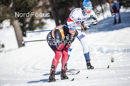 17.03.2018, Falun Sweden (SWE): Heidi Weng (NOR), Kerttu Niskanen (FIN), (l-r)  - FIS world cup cross-country, mass women, Falun (SWE). www.nordicfocus.com. © Modica/NordicFocus. Every downloaded picture is fee-liable.