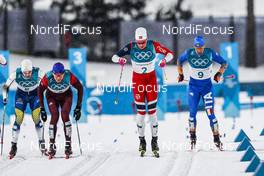 13.02.2018, Pyeongchang, Korea (KOR): Teodor Peterson (SWE), Alexander Bolshunov (RUS), Johannes Hoesflot Klaebo (NOR), Federico Pellegrino (ITA), (l-r)  - XXIII. Olympic Winter Games Pyeongchang 2018, cross-country, individual sprint,  Pyeongchang (KOR). www.nordicfocus.com. © Modica/NordicFocus. Every downloaded picture is fee-liable.