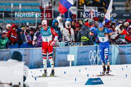 13.02.2018, Pyeongchang, Korea (KOR): Johannes Hoesflot Klaebo (NOR), Federico Pellegrino (ITA), (l-r)  - XXIII. Olympic Winter Games Pyeongchang 2018, cross-country, individual sprint,  Pyeongchang (KOR). www.nordicfocus.com. © Modica/NordicFocus. Every downloaded picture is fee-liable.