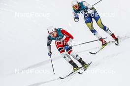 13.02.2018, Pyeongchang, Korea (KOR): Maiken Caspersen Falla (NOR), Stina Nilsson (SWE), (l-r)  - XXIII. Olympic Winter Games Pyeongchang 2018, cross-country, individual sprint,  Pyeongchang (KOR). www.nordicfocus.com. © Modica/NordicFocus. Every downloaded picture is fee-liable.