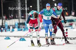 13.02.2018, Pyeongchang, Korea (KOR): Johannes Hoesflot Klaebo (NOR), Federico Pellegrino (ITA), Alexander Bolshunov (RUS), (l-r)  - XXIII. Olympic Winter Games Pyeongchang 2018, cross-country, individual sprint,  Pyeongchang (KOR). www.nordicfocus.com. © Modica/NordicFocus. Every downloaded picture is fee-liable.