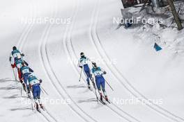 13.02.2018, Pyeongchang, Korea (KOR): Hanna Falk (SWE), Sophie Caldwell (USA), Maiken Caspersen Falla (NOR), Krista Parmakoski (FIN), (l-r)  - XXIII. Olympic Winter Games Pyeongchang 2018, cross-country, individual sprint,  Pyeongchang (KOR). www.nordicfocus.com. © Modica/NordicFocus. Every downloaded picture is fee-liable.
