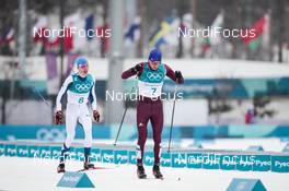 24.02.2018, Pyeongchang, Korea (KOR): Iivo Niskanen (FIN), Alexander Bolshunov (RUS), (l-r)  - XXIII. Olympic Winter Games Pyeongchang 2018, cross-country, mass men,  Pyeongchang (KOR). www.nordicfocus.com. © Modica/NordicFocus. Every downloaded picture is fee-liable.