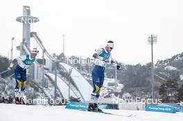 24.02.2018, Pyeongchang, Korea (KOR): Calle Halfvarsson (SWE), Viktor Thorn (SWE), (l-r)  - XXIII. Olympic Winter Games Pyeongchang 2018, cross-country, mass men,  Pyeongchang (KOR). www.nordicfocus.com. © Modica/NordicFocus. Every downloaded picture is fee-liable.
