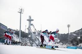 24.02.2018, Pyeongchang, Korea (KOR): Niklas Dyrhaug (NOR), Hans Christer Holund (NOR), Alexey Chervotkin (RUS), Martin Johnsrud Sundby (NOR), (l-r)  - XXIII. Olympic Winter Games Pyeongchang 2018, cross-country, mass men,  Pyeongchang (KOR). www.nordicfocus.com. © Modica/NordicFocus. Every downloaded picture is fee-liable.
