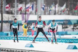24.02.2018, Pyeongchang, Korea (KOR): Thomas Bing (GER), Candide Pralong (SUI), Max Hauke (AUT), (l-r)  - XXIII. Olympic Winter Games Pyeongchang 2018, cross-country, mass men,  Pyeongchang (KOR). www.nordicfocus.com. © Modica/NordicFocus. Every downloaded picture is fee-liable.