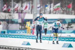 24.02.2018, Pyeongchang, Korea (KOR): Andrew Musgrave (GBR), Viktor Thorn (SWE), (l-r)  - XXIII. Olympic Winter Games Pyeongchang 2018, cross-country, mass men,  Pyeongchang (KOR). www.nordicfocus.com. © Modica/NordicFocus. Every downloaded picture is fee-liable.