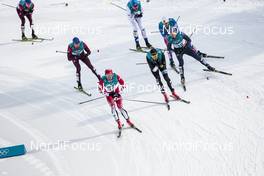 24.02.2018, Pyeongchang, Korea (KOR): Devon Kershaw (CAN), Paul Constantin Pepene (ROU), Alexey Chervotkin (RUS), (l-r)  - XXIII. Olympic Winter Games Pyeongchang 2018, cross-country, mass men,  Pyeongchang (KOR). www.nordicfocus.com. © Modica/NordicFocus. Every downloaded picture is fee-liable.