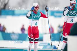 24.02.2018, Pyeongchang, Korea (KOR): Martin Johnsrud Sundby (NOR), Hans Christer Holund (NOR), (l-r)  - XXIII. Olympic Winter Games Pyeongchang 2018, cross-country, mass men,  Pyeongchang (KOR). www.nordicfocus.com. © Modica/NordicFocus. Every downloaded picture is fee-liable.