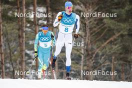 24.02.2018, Pyeongchang, Korea (KOR): Iivo Niskanen (FIN), Alexey Poltoranin (KAZ), (l-r)  - XXIII. Olympic Winter Games Pyeongchang 2018, cross-country, mass men,  Pyeongchang (KOR). www.nordicfocus.com. © Modica/NordicFocus. Every downloaded picture is fee-liable.