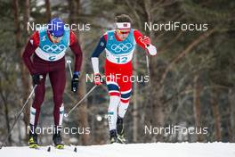24.02.2018, Pyeongchang, Korea (KOR): Alexey Chervotkin (RUS), Emil Iversen (NOR), (l-r)  - XXIII. Olympic Winter Games Pyeongchang 2018, cross-country, mass men,  Pyeongchang (KOR). www.nordicfocus.com. © Modica/NordicFocus. Every downloaded picture is fee-liable.