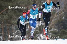 24.02.2018, Pyeongchang, Korea (KOR): Jonas Dobler (GER), Scott Patterson (USA), Algo Karp (EST), (l-r)  - XXIII. Olympic Winter Games Pyeongchang 2018, cross-country, mass men,  Pyeongchang (KOR). www.nordicfocus.com. © Modica/NordicFocus. Every downloaded picture is fee-liable.