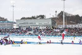 24.02.2018, Pyeongchang, Korea (KOR): Alexander Bolshunov (RUS), Martin Johnsrud Sundby (NOR), Alex Harvey (CAN), (l-r)  - XXIII. Olympic Winter Games Pyeongchang 2018, cross-country, mass men,  Pyeongchang (KOR). www.nordicfocus.com. © Modica/NordicFocus. Every downloaded picture is fee-liable.