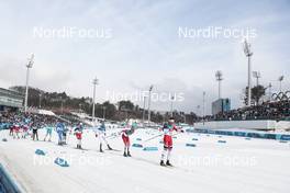 24.02.2018, Pyeongchang, Korea (KOR): Martin Johnsrud Sundby (NOR), Iivo Niskanen (FIN), Alex Harvey (CAN), Emil Iversen (NOR), (l-r)  - XXIII. Olympic Winter Games Pyeongchang 2018, cross-country, mass men,  Pyeongchang (KOR). www.nordicfocus.com. © Modica/NordicFocus. Every downloaded picture is fee-liable.