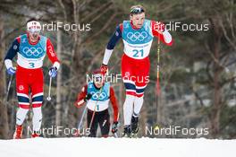 24.02.2018, Pyeongchang, Korea (KOR): Niklas Dyrhaug (NOR), Hans Christer Holund (NOR), (l-r)  - XXIII. Olympic Winter Games Pyeongchang 2018, cross-country, mass men,  Pyeongchang (KOR). www.nordicfocus.com. © Modica/NordicFocus. Every downloaded picture is fee-liable.