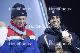 10.02.2018, Pyeongchang, Korea (KOR): Johannes Hoesflot Klaebo (NOR), Federico Pellegrino (ITA), (l-r)  - XXIII. Olympic Winter Games Pyeongchang 2018, cross-country, medals, Pyeongchang (KOR). www.nordicfocus.com. © Modica/NordicFocus. Every downloaded picture is fee-liable.