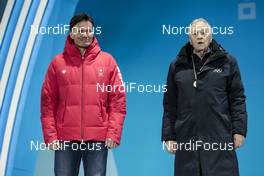 16.02.2018, Pyeongchang, Korea (KOR): Urs Lehmann (SUI), president Swiss Ski, Gian-Franco Kasper (SUI), president FIS - XXIII. Olympic Winter Games Pyeongchang 2018, cross-country, medals, Pyeong Chang (KOR). www.nordicfocus.com. © Modica/NordicFocus. Every downloaded picture is fee-liable.