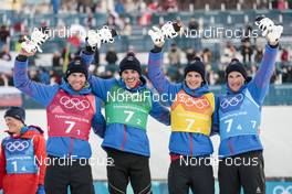 18.02.2018, Pyeongchang, Korea (KOR): Jean Marc Gaillard (FRA), Maurice Manificat (FRA), Clement Parisse (FRA), Adrien Backscheider (FRA), (l-r)  - XXIII. Olympic Winter Games Pyeongchang 2018, cross-country, 4x10km men,  Pyeongchang (KOR). www.nordicfocus.com. © Modica/NordicFocus. Every downloaded picture is fee-liable.