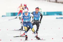18.02.2018, Pyeongchang, Korea (KOR): Calle Halfvarsson (SWE), Jonas Dobler (GER), (l-r)  - XXIII. Olympic Winter Games Pyeongchang 2018, cross-country, 4x10km men,  Pyeongchang (KOR). www.nordicfocus.com. © Modica/NordicFocus. Every downloaded picture is fee-liable.